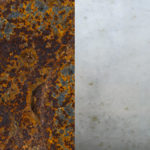 Comparaison d'une surface corrodée versus une surface protégée par les protecteurs anti-corrosion des métaux Globe Condaprotect
