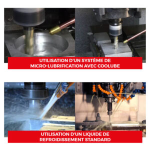 Comparaison entre l'utilisation d'un système de micro-lubrification avec Coolube versus l'utilisation d'un liquide de refroidissement standard